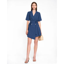 Double-breasted Belted Suit Dress_Blue