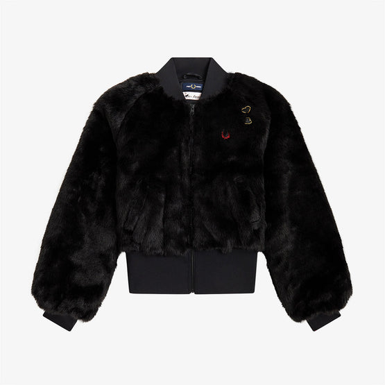 Amy Heart Detail Faux Fur Jkt