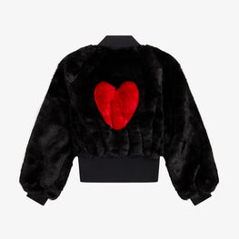 Amy Heart Detail Faux Fur Jkt