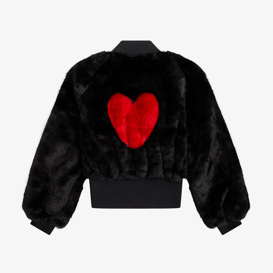 Amy Heart Detail Faux Fur Jkt