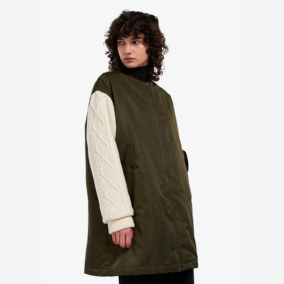 Knitted Sleeve Bomber Jacket