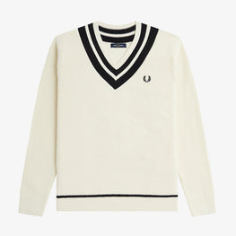 Striped Trim V-Neck Knit