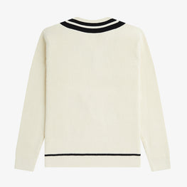 Striped Trim V-Neck Knit