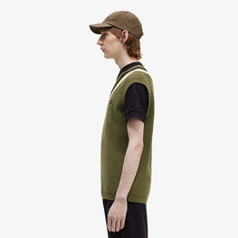 Striped Trim V-Neck Vest
