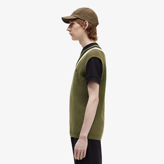 Striped Trim V-Neck Vest