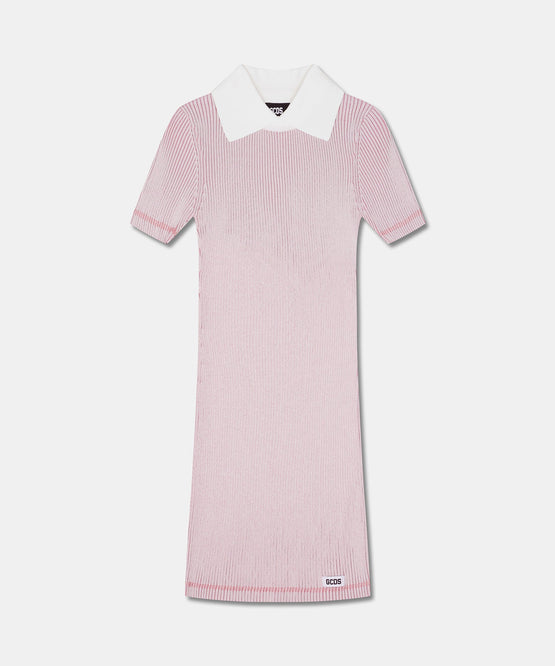 RIBBED COLLARED MINI DRESS