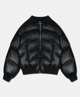 LEATHER PUFFER BOMBER