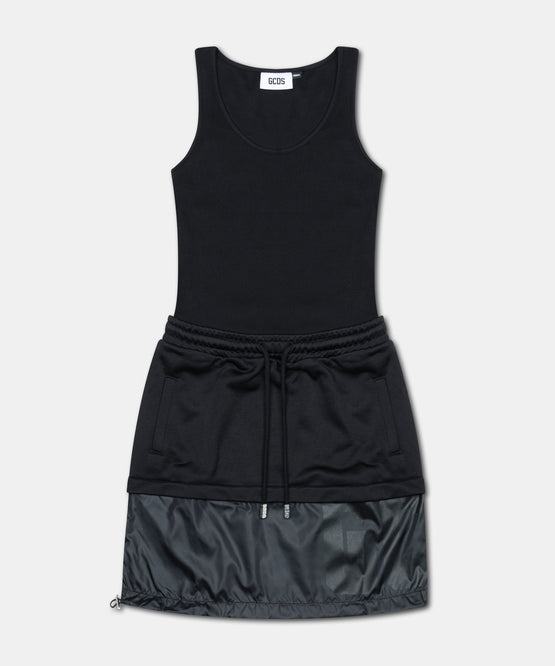 NYLON MINI DRAWSTRING DRESS