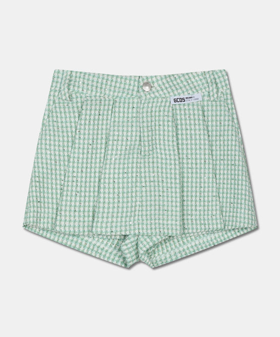 TWEED PLEATED MINI SKIRT