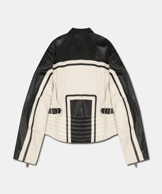 PERFORATED LEATHER RACING JACKET